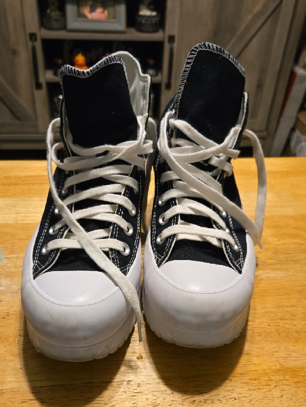 Converse Black & White Platform High-Top Sneakers - Picture 2 of 3